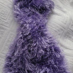 Hand Crafted Purple Eyelash Yarn Scarf